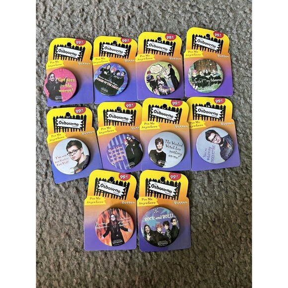 Vintage Y2K Ozzy Osbourne Prince of Darkness Family Pin Set Of 10 - Picture 1 of 5